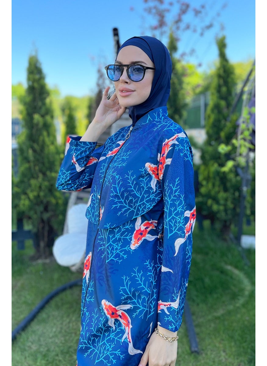 Remsa Mayo Remsa Swimsuit Front Closure Parachute Fully Covered Hijab Swimsuit R069B Koi Japan  - Image 3