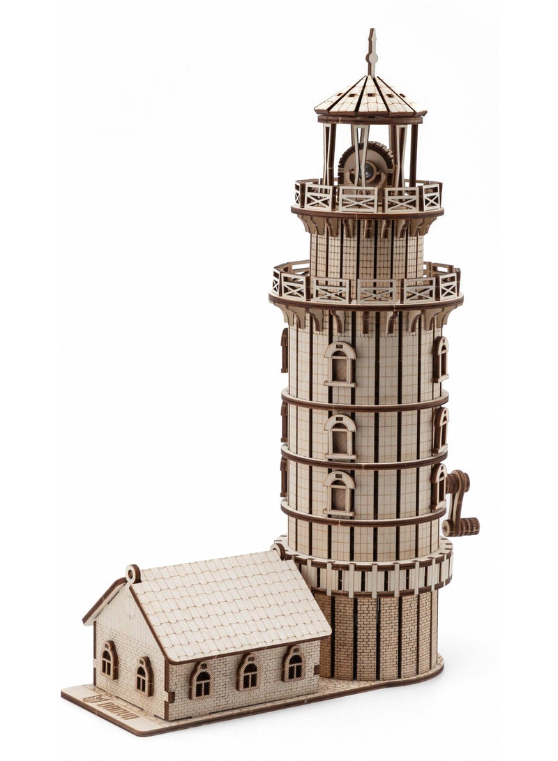 DROVO Wooden 3D Puzzle Lighthouse “Breeze” with Light & Secret Storage – DIY Mechanical Model Kit Night Lamp | Baikal-Inspired Decor for Home & Office - Image 1
