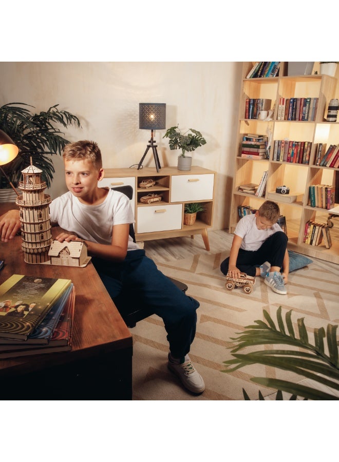 DROVO Wooden 3D Puzzle Lighthouse “Breeze” with Light & Secret Storage – DIY Mechanical Model Kit Night Lamp | Baikal-Inspired Decor for Home & Office - Image 3