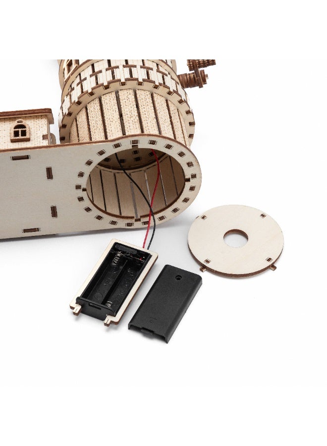 DROVO Wooden 3D Puzzle Lighthouse “Breeze” with Light & Secret Storage – DIY Mechanical Model Kit Night Lamp | Baikal-Inspired Decor for Home & Office - Image 5