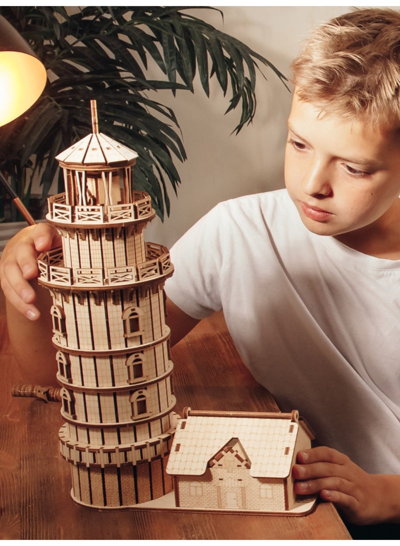 DROVO Wooden 3D Puzzle Lighthouse “Breeze” with Light & Secret Storage – DIY Mechanical Model Kit Night Lamp | Baikal-Inspired Decor for Home & Office - Image 4