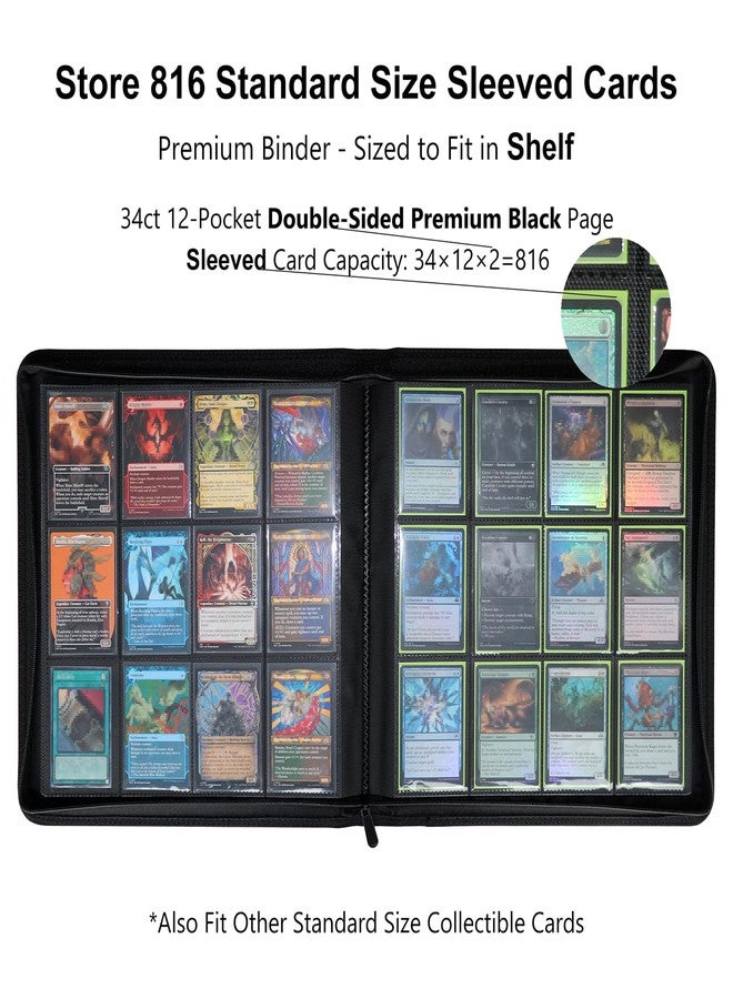 Rieton 12 Pocket 800+ Pockets Card Binder, Large Ringless Side Loading Pockets Trading Card Album Folder for TCG -Red - Image 2