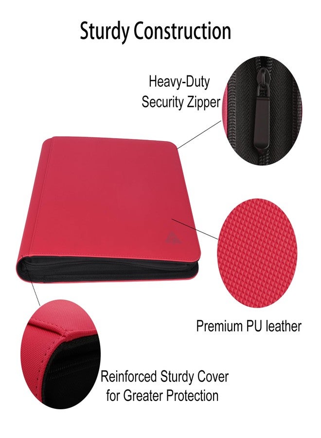 Rieton 12 Pocket 800+ Pockets Card Binder, Large Ringless Side Loading Pockets Trading Card Album Folder for TCG -Red - Image 5