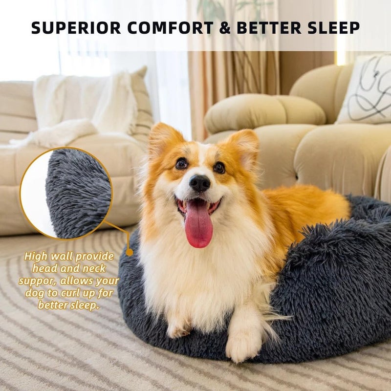 ZEXSAZONE Summer Round Donut Pet Bed for Cats and Puppies Dogs, Cozy and Plush, Raised Bedside Support, Both Sides Use Like 2 in One, Washable, Sizes for Small, Medium, and Large Pets. (cat Bed Grey) - Image 2