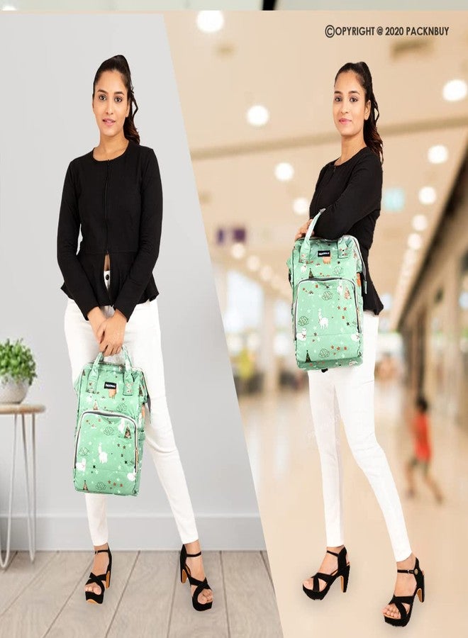 باك آند باي حقيبة حفاضات PACKNBUY للأمهات للسفر، حقيبة مستشفى للنساء الحوامل، واسعة، مزودة بجيوب معزولة للزجاجات، مقاومة للماء مع جيوب متعددة لتخزين منتجات الأطفال حديثي الولادة (أخضر) - Image 5