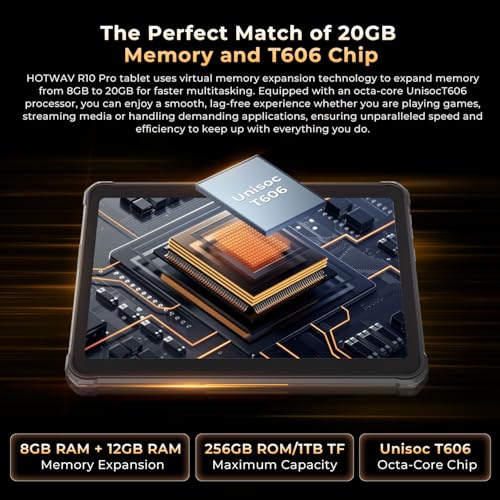 HOTWAV R10 Pro Rugged Tablet 20GB 256GBTF 1TB Android 14 Tablet 101inch HD Waterproof Tablets 10800mAh Battery 13MP Camera OctaCoreDual SIM 4GWLAN 5IP68IP69KFace IDGPSOTG - Image 3