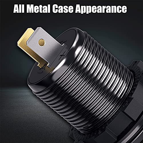 Qidoe 12V USB C Car Charger Socket 2 Pack, Qidoe 56W Aluminum Socket 12V USB Outlet 20W PD3.0 USB-C and Dual QC3.0 Ports with Touch Switch Waterproof DIY USB Port for Car Boat RV Motorcycle Truck Golf Cart - Image 2