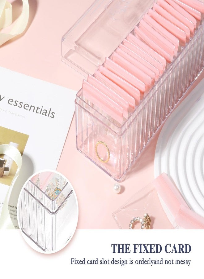 HOMEHIVE Acrylic Jewelry Organizer with 20 Anti-Tarnish PVC Bags, Clear Jewelry Box for Earrings, Rings, Necklaces, Portable Travel Jewelry Case for Women, Dustproof and Waterproof, Pink - Image 5