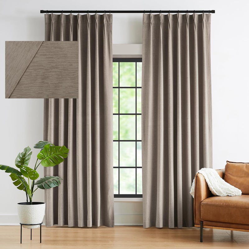 Kayne Studio Back Tab Velvet Pinch Pleated Curtains 84 Inch Long,Room Darkening Thermal Insulated Noise Reducing Window Treatments Drapes for Living Room, Mocha Tan,22 Hooks,2 Panels,38" x 84" - Image 1