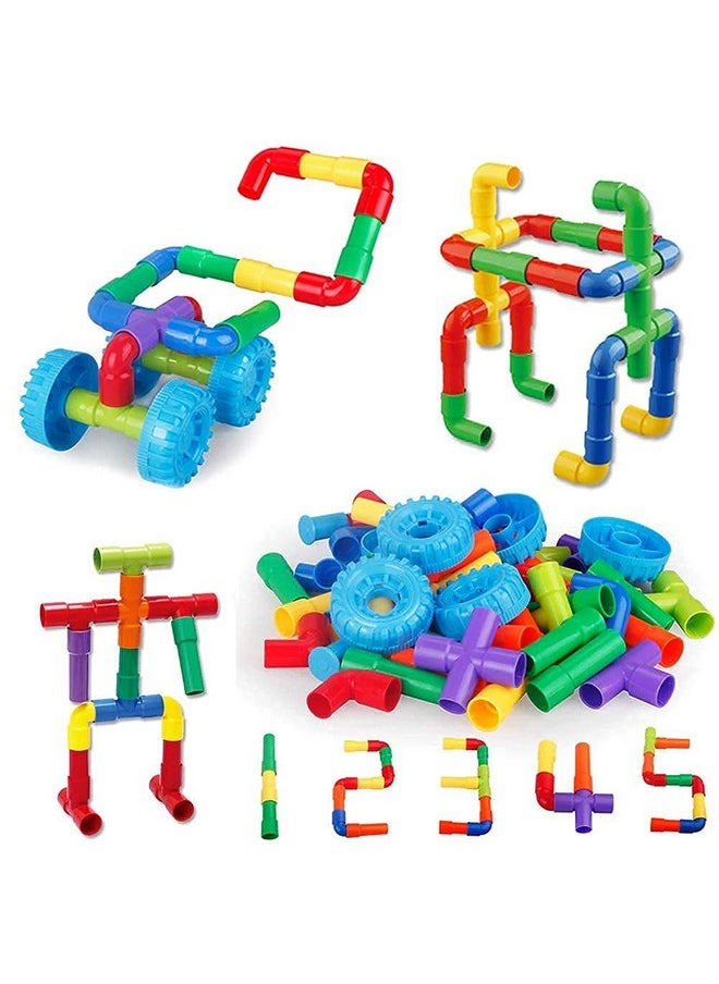 Kiti Kits KITI KITS 72pcs Tubular Pipe-Shaped Puzzle Building Blocks | Creative Educational Plastic Water Pipe Toy Set | Colorful Play and Learn Building Block Set  - Image 5