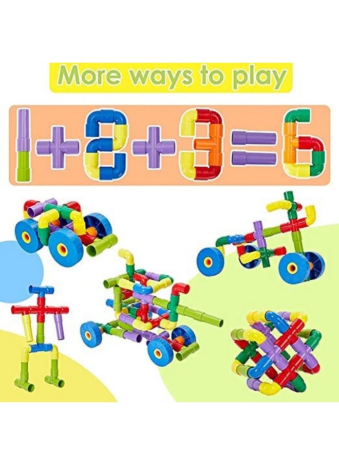 Kiti Kits KITI KITS 72pcs Tubular Pipe-Shaped Puzzle Building Blocks | Creative Educational Plastic Water Pipe Toy Set | Colorful Play and Learn Building Block Set  - Image 3