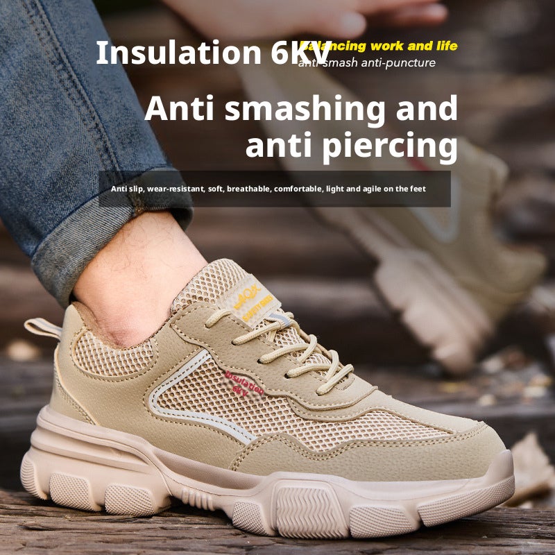Safety Shoes Men Summer Breathable Anti-smash Anti-puncture Plastic Toe Cap Insulated Lightweight Work Shoes - Image 2