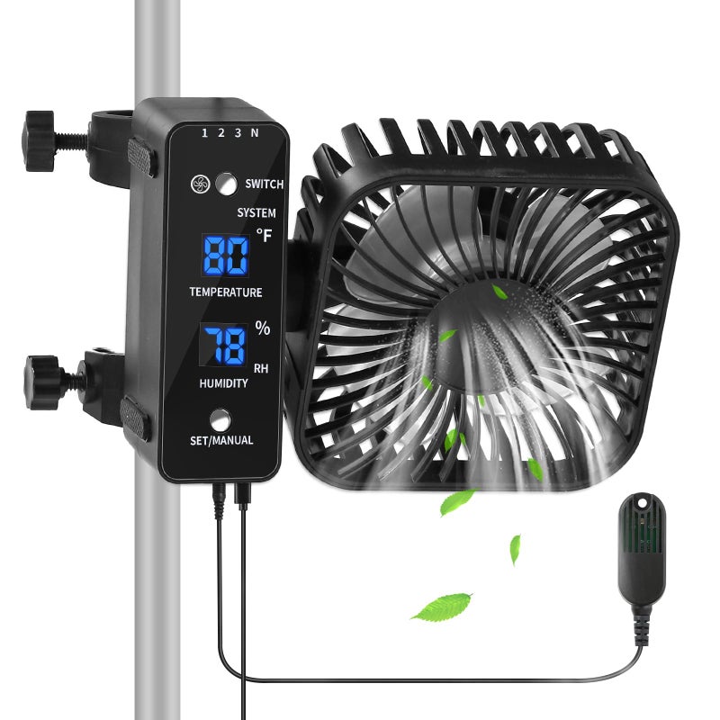 DAOTAILI 4" Grow Tent Fan with Auto Humidity Control | Quiet Oscillating Ventilation, Real-Time Temp & Humidity Monitoring for Hydroponics, Greenhouses & Indoor Gardens - Image 1