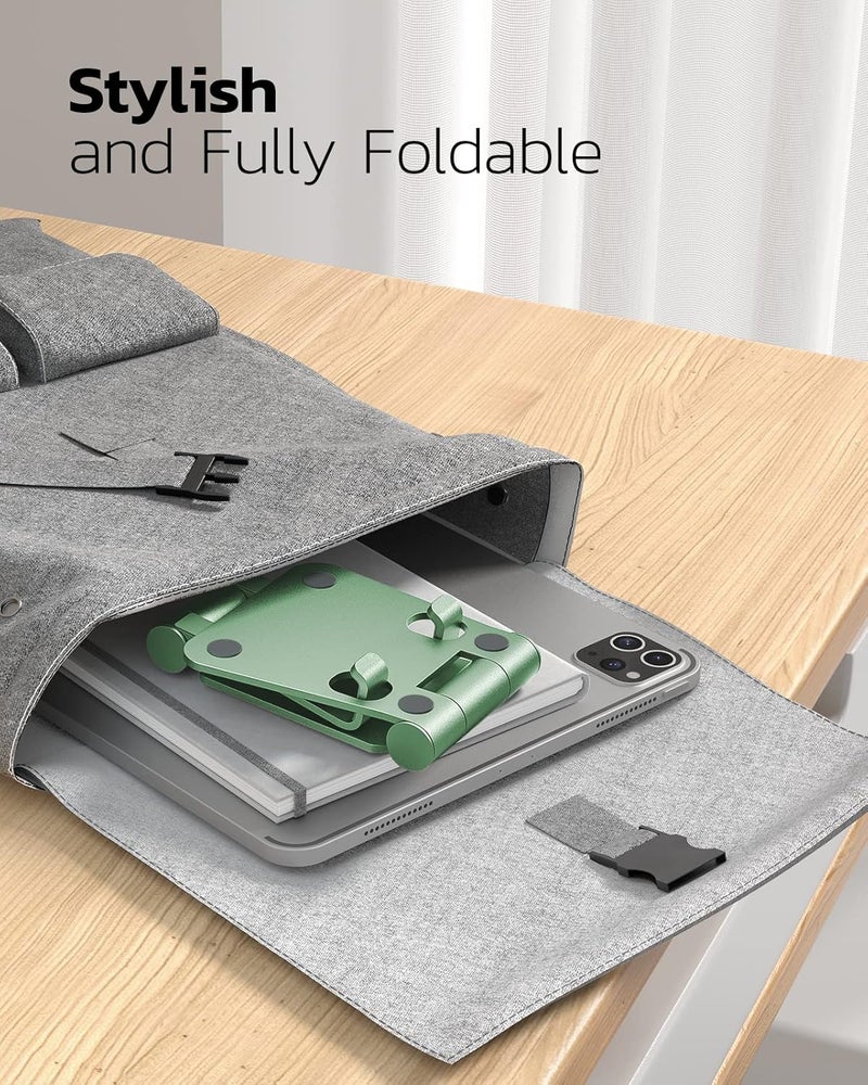 nulaxy Dual Folding Cell Phone Stand, Fully Adjustable Foldable Desktop Phone Holder Cradle Dock Compatible with iPhone 17 16 15 14 13 12 11 Pro Max Xs Xr X 8, Nintendo Switch, All Phones- Green - Image 5