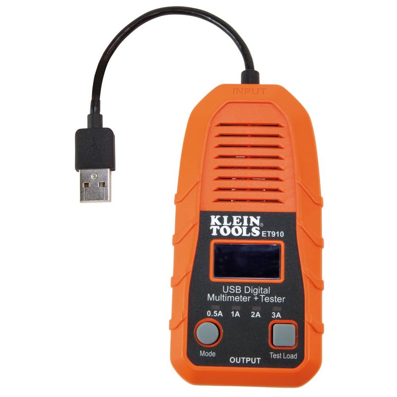 Klein Tools ET910 USB Power Meter and Tester, USB-A Digital Meter for Voltage, Current, Capacity, Energy, Resistance, Max Current - Image 1