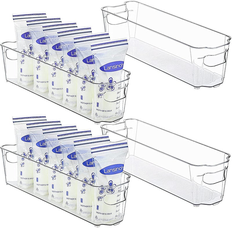 HOLLIO 2 Set Of Plastic Storage Basket Multipurpose for Kitchen Home Organizer Box for WardrobeFridge Storage Box Fruits Vegetables Toys Stationary items NARROW - Image 1