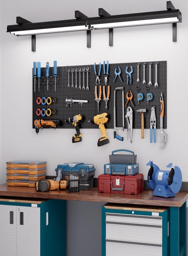 INCLY 4 Pack Peg Board, 12"x16" Heavy Duty Metal Pegboard Panels, Black Pegboard Wall Organizer, Peg Board Panels for Walls Home, Garage Tools Storage, Shed Organization, Craft Room, Office, Kitchen - Image 2
