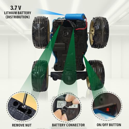 NHR 360° Rotating Stunt RC Car for Kids and Children, Remote Control Rechargeable Car with Lights, Music, 180° Flips, 360° Spins, Durable Indoor & Outdoor Toy for Ages 3+ (Blue) - Image 4