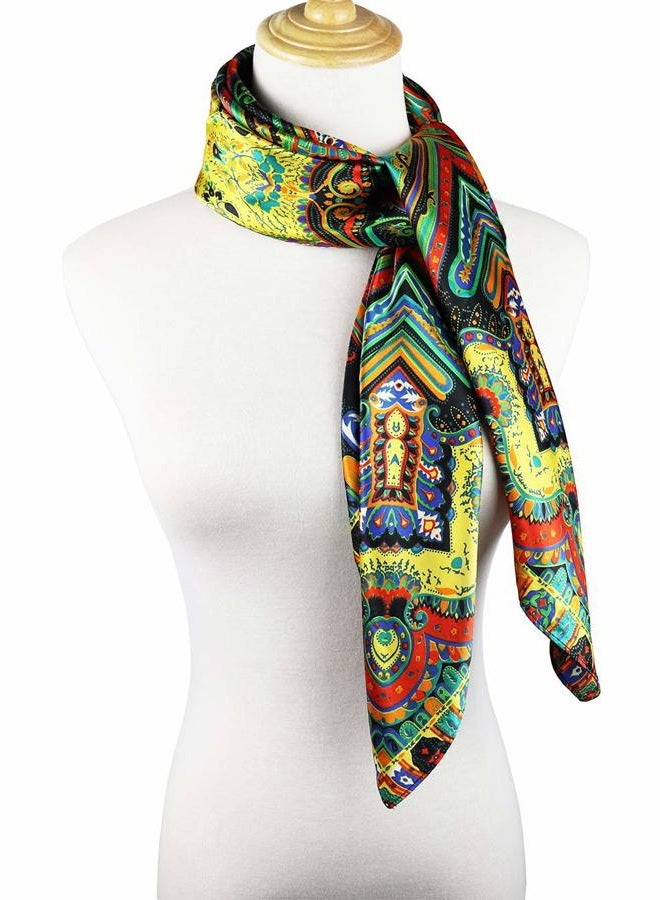 vabovin Women's 35" Satin Square Silk Like Hair Scarves and Wraps Headscarf for Sleeping, 007 Geometric Cashew Design, 35''x35'' - Image 5