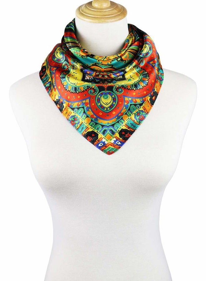 vabovin Women's 35" Satin Square Silk Like Hair Scarves and Wraps Headscarf for Sleeping, 007 Geometric Cashew Design, 35''x35'' - Image 4