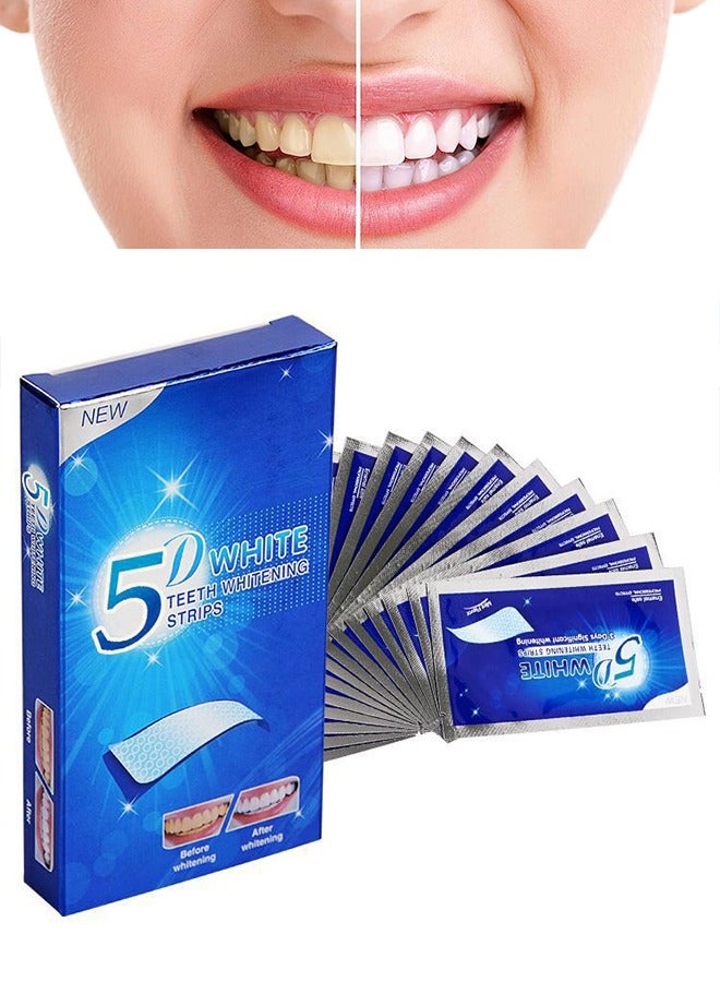 SMILEKIT 5D White Teeth Whitening Strips, Oral Hygiene Care Strip for false Teeth Dental Bleaching System Gel （7 Sets） - Image 1