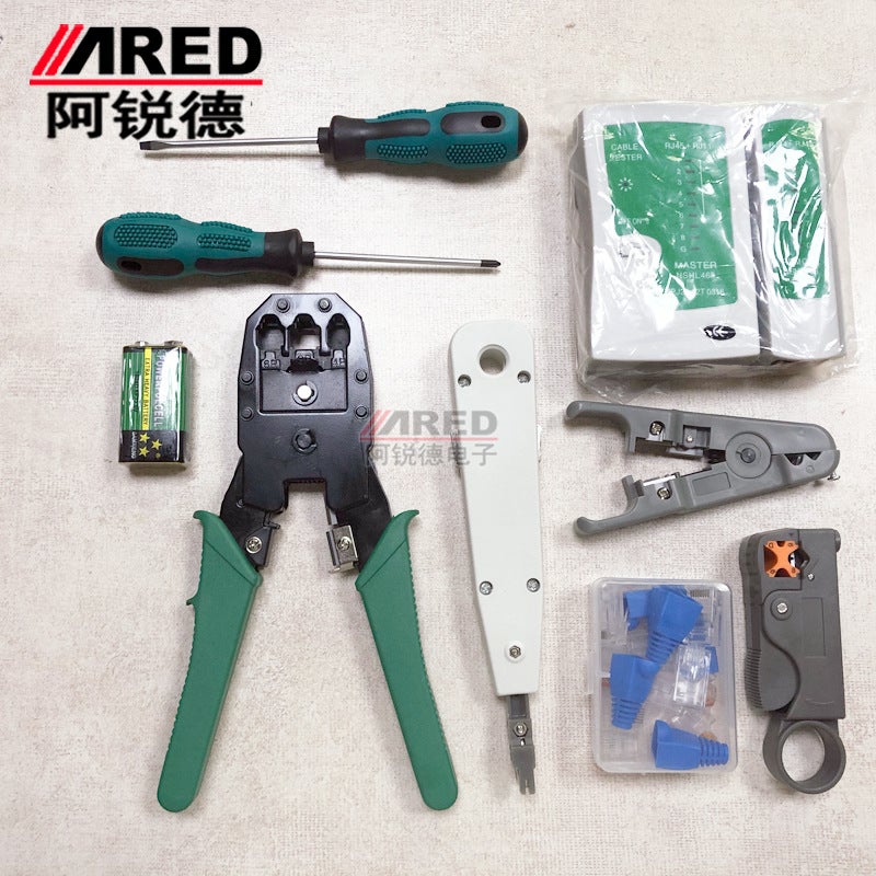 Network Cable Pliers Set Crystal Head Crimping Pliers Network Cable Stripping Tester Home Combination Network Wiring Tool Set - Image 4
