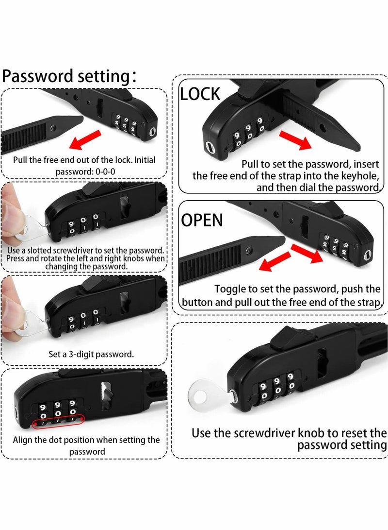 Excefore Zip Tie Bike Lock, 2 Pcs Multi Purpose Combo Lock, Armoured Security Tie & Bike Lock, Lightweight Bicycle Lock Scooter Lock - Image 4