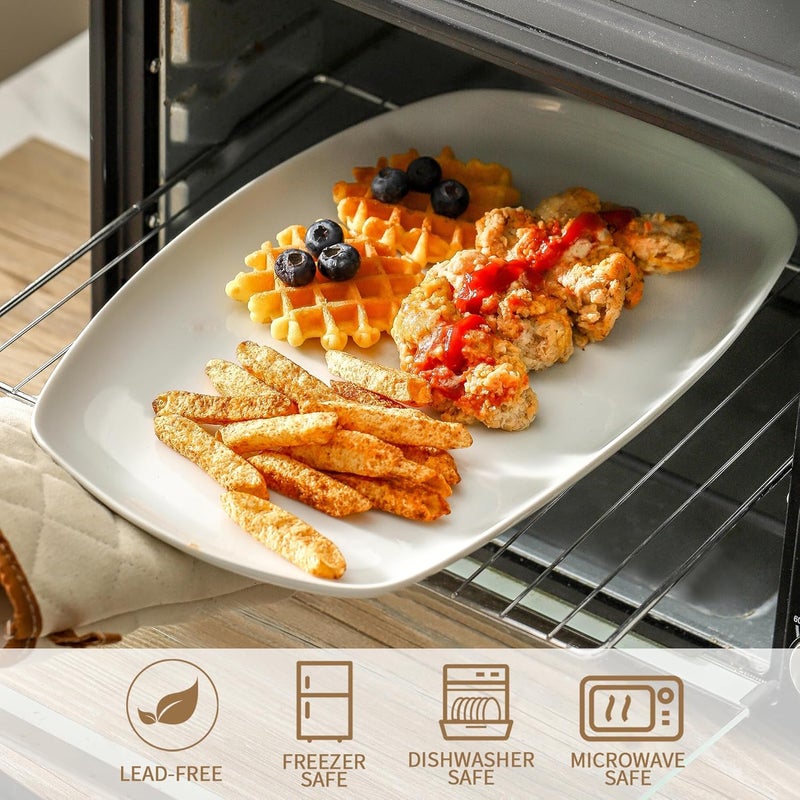 fMBB 3pcs Ceramic White Serving Platters Large Rectangular Plate Irregular Rectangular Trays  Party Wedding Entertaining Microwave and Dishwasher Safe  14 Inch - Image 3