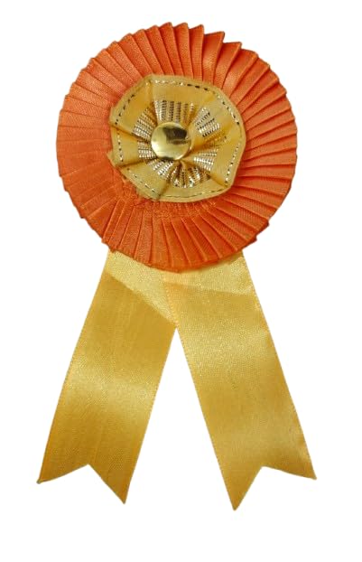 Shobha Retails™ - Special VIP Satin Ribbon Badge with Safety Pins for Republic Day, Independence Day, Event, Party, Conference Meeting and Multipurpose for All Occasions (Pack of 5) (Orange)  - Image 1