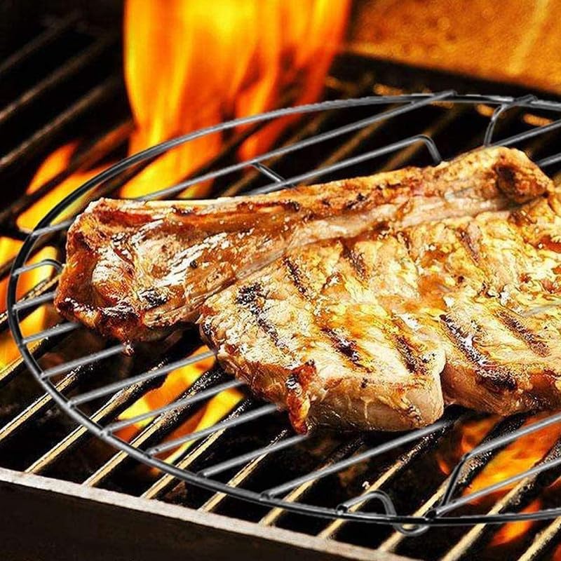 Ikka مشواة باباد جالي، مشواة بانير، صانع روتي، مشواة باربكيو جالي، مشواة توست شباتي بمقبض خشبي، بايجان بهارتا (مدور) عبوة من 1 - Image 2