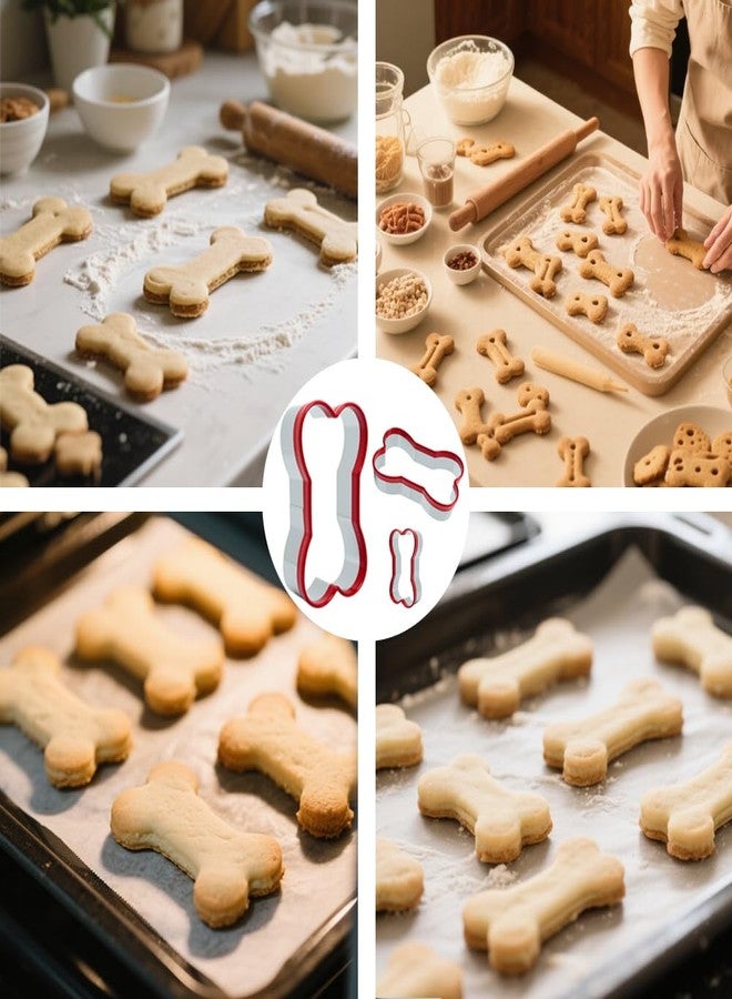 VTUGP Dog Bone Shapes Cookie Cutters 3 Pieces, Dog Treats Cutters 2.52" 3.35'' 3.82", Stainless Steel Biscuit Mold with Soft PVC Cover Coated - Image 4