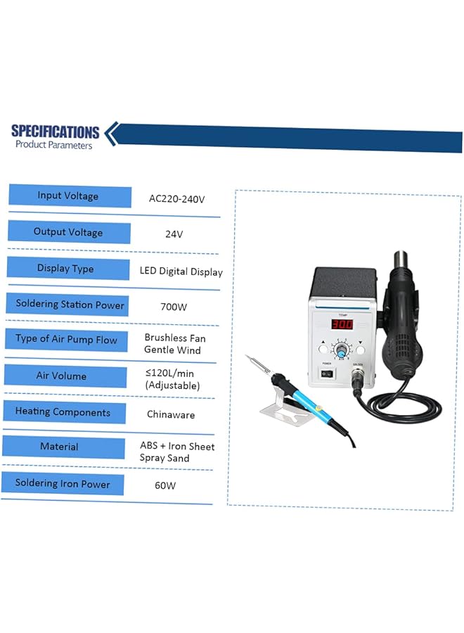إيروريكس محطة لحام 858D 700 واط مكواة لحام رقمية LED محطة فك لحام Bga محطة لحام مسدس هواء ساخن + مجموعة مكواة كهربائية لـ SMD SMT Dip - Image 3