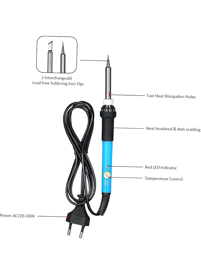 إيروريكس محطة لحام 858D 700 واط مكواة لحام رقمية LED محطة فك لحام Bga محطة لحام مسدس هواء ساخن + مجموعة مكواة كهربائية لـ SMD SMT Dip - Image 5