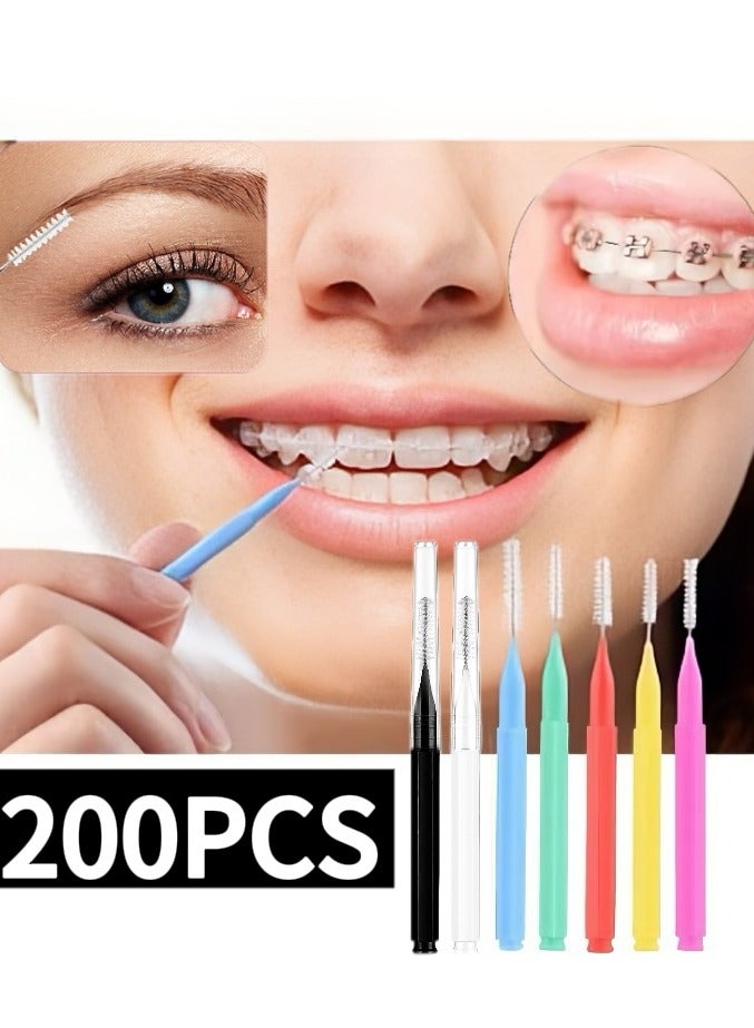 Generic 200PCS Interdental Flossing, Toothpick, Toothset Brush, Dental Cleaning Tool, Care Dental Cleaning Tool, Eyebrow Brush, Eyebrow Brush (Multicolor)  - Image 1