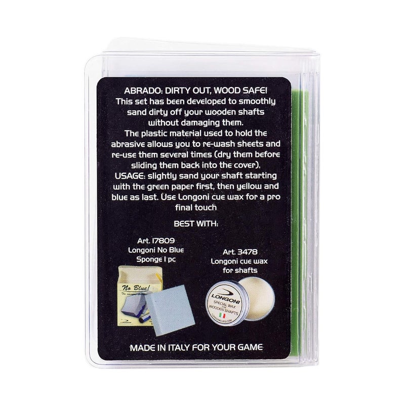 Longoni Abrado Ultra Fine Sanding Sheets for Smoothing Burnishing Billiard Pool Cue Shafts 3 Sanding Grades 4 Complete Sets - Image 5