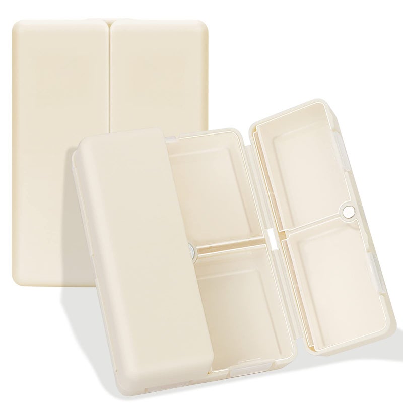 FYY Daily Pill Organizer 7 Compartments Portable Pill Case Travel Pill OrganizerFolding Design Pill Box for Purse Pocket to Hold VitaminsCod Liver OilSupplements and MedicationWhite