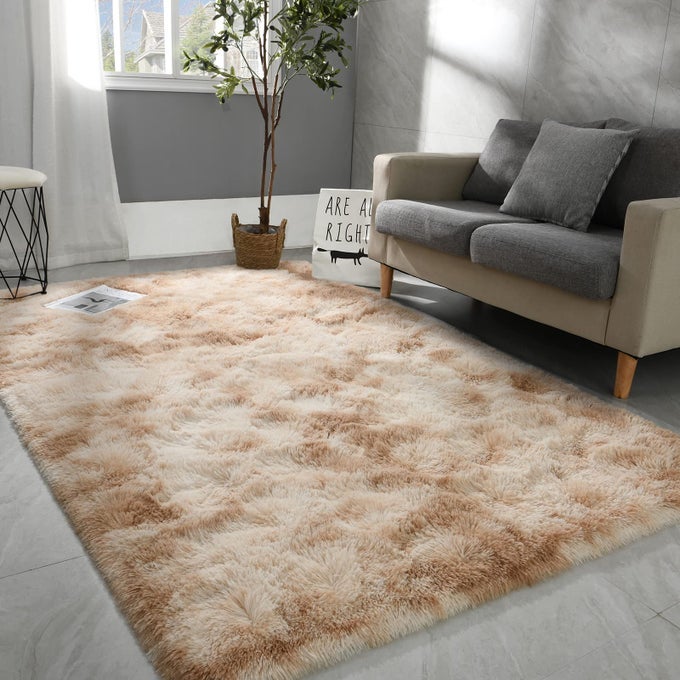 6X9 LARGE AREA RUGS FOR LIVING ROOM SUPER SOFT FLUFFY MODERN BEDROOM RUG TIEDYED BEIGE INDOOR SHAG FUZZY CARPETS FOR GIRLS KIDS NURSERY ROOM HOME DECOR