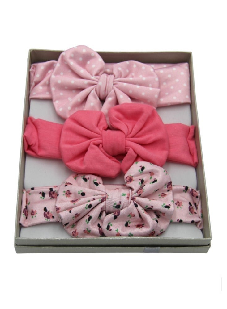 Bambimici Olivia Box Of 3 Heandband Ribbon All Pink - Image 2