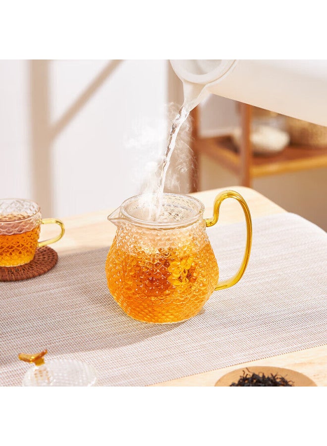 Visions Dragon Scale Glass Tea Set 5-piece Home Use Heat-resistant Flower Tea Pot Set 1 Pot 4 Cups - Image 3
