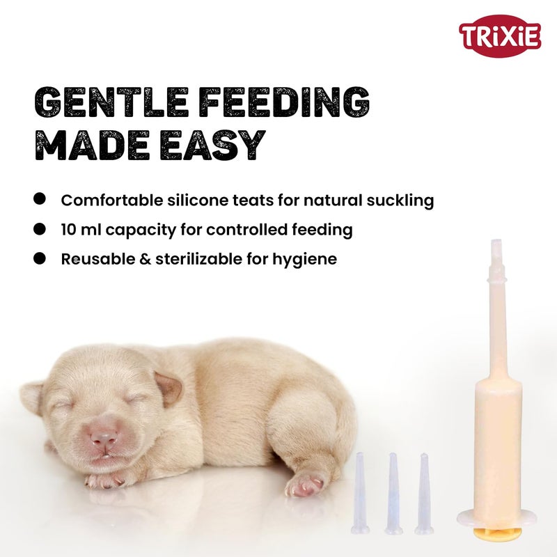 Trixie زجاجة تغذية الحيوانات الأليفة، سعة 10 مل، حلمة سيليكون ناعمة، زجاجة رضاعة قابلة لإعادة الاستخدام والتعقيم، حل تغذية سهل للجروهات والقطط الصغيرة والحيوانات الأليفة الصغيرة - Image 3