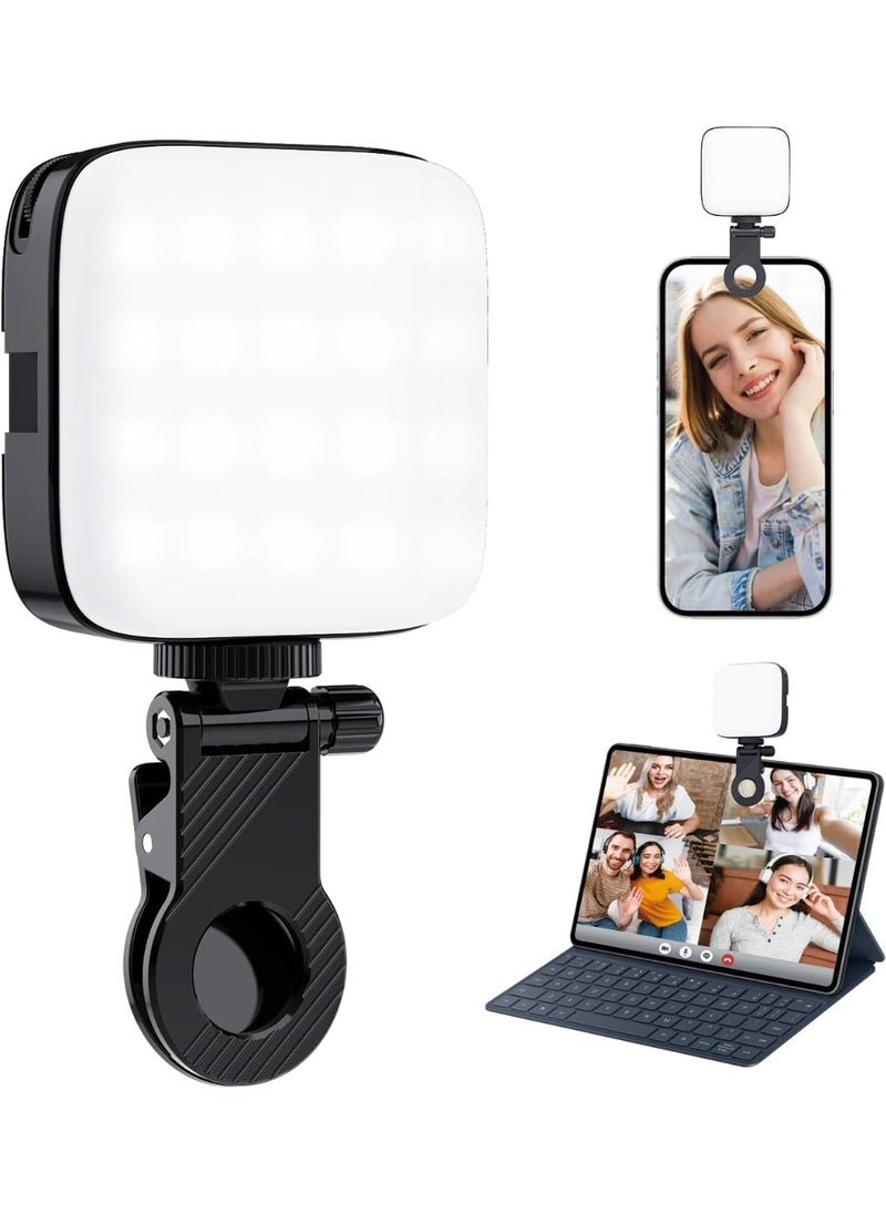 Generic - ETENTOUS Selfie Light with Clip, 80 LED Video Light, Dimmable 3000K-9900K Mobile Phone Light, Built-in Rechargeable Batteries CRI 95+, 3 Light Modes, Portable Camera Light with Cold Shoe Mount - Image 1