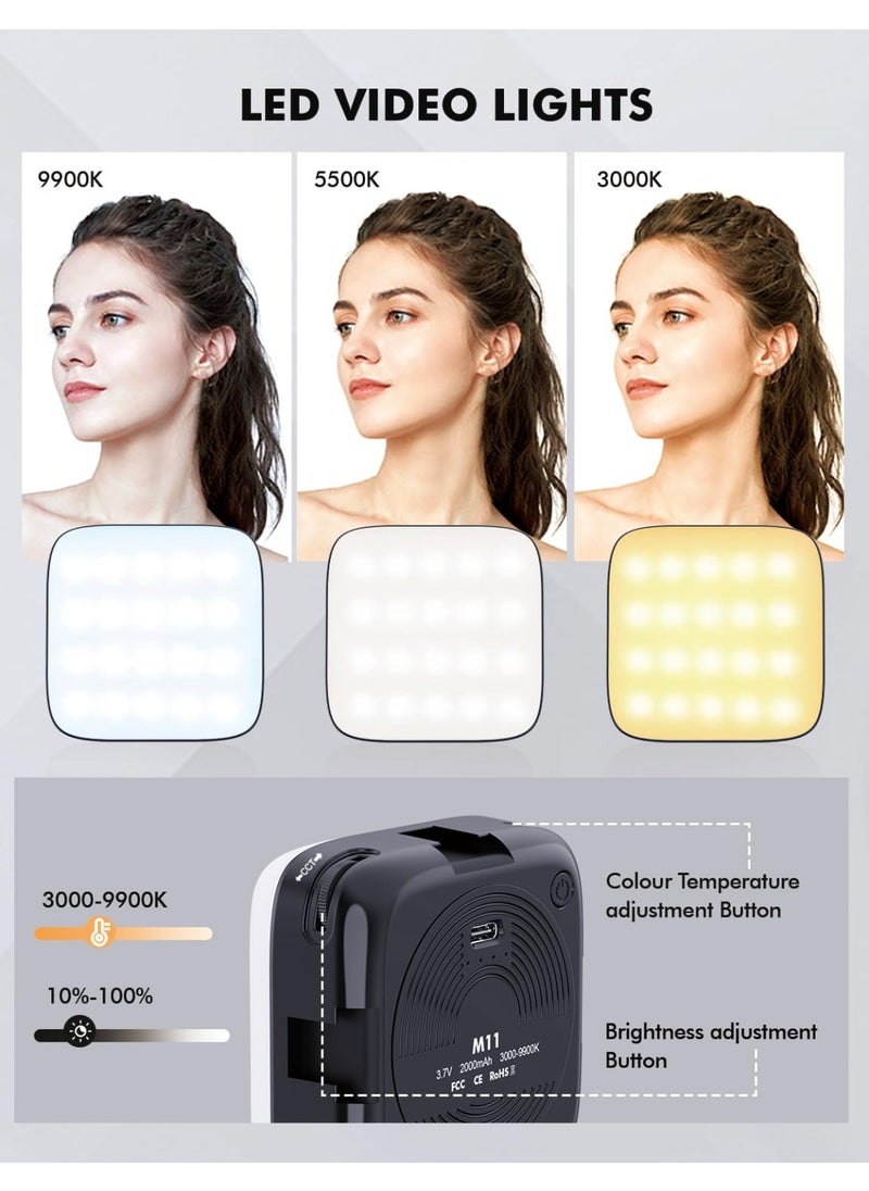 Generic - ETENTOUS Selfie Light with Clip, 80 LED Video Light, Dimmable 3000K-9900K Mobile Phone Light, Built-in Rechargeable Batteries CRI 95+, 3 Light Modes, Portable Camera Light with Cold Shoe Mount - Image 1