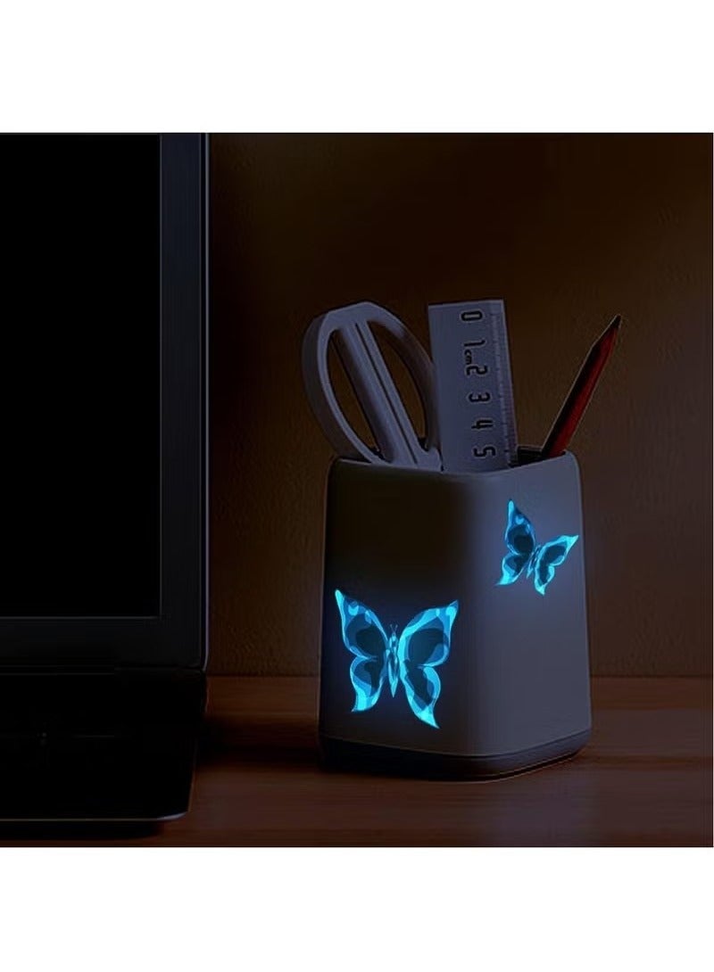 حزمة من 12 ملصقات الحائط مضيئة ملصقات الحائط الأزرق 3D فراشة ملصقات الحائط مضيئة للديكور المنزلي غرفة الأطفال غرفة نوم الديكور احتفالي حزب الديكور DIY - Image 2