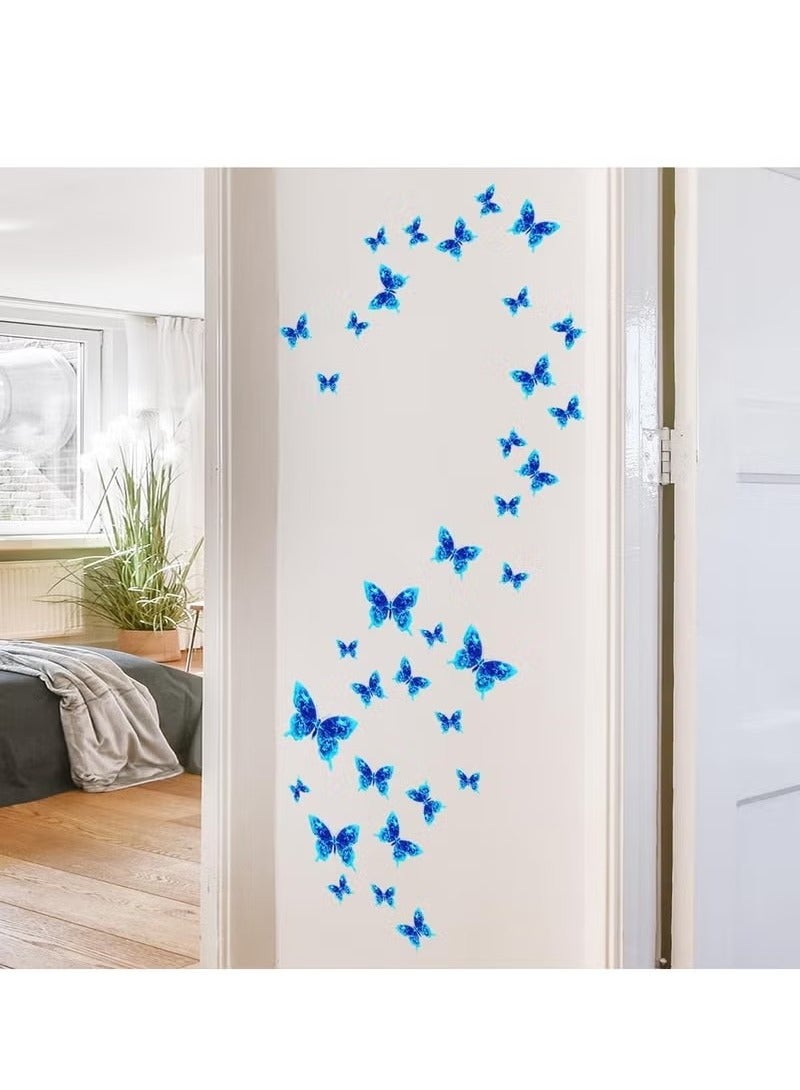 حزمة من 12 ملصقات الحائط مضيئة ملصقات الحائط الأزرق 3D فراشة ملصقات الحائط مضيئة للديكور المنزلي غرفة الأطفال غرفة نوم الديكور احتفالي حزب الديكور DIY - Image 4