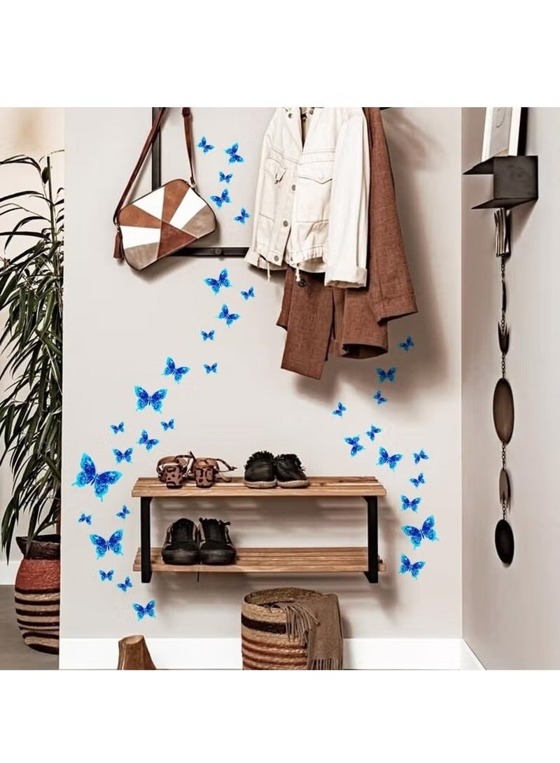 حزمة من 12 ملصقات الحائط مضيئة ملصقات الحائط الأزرق 3D فراشة ملصقات الحائط مضيئة للديكور المنزلي غرفة الأطفال غرفة نوم الديكور احتفالي حزب الديكور DIY - Image 5