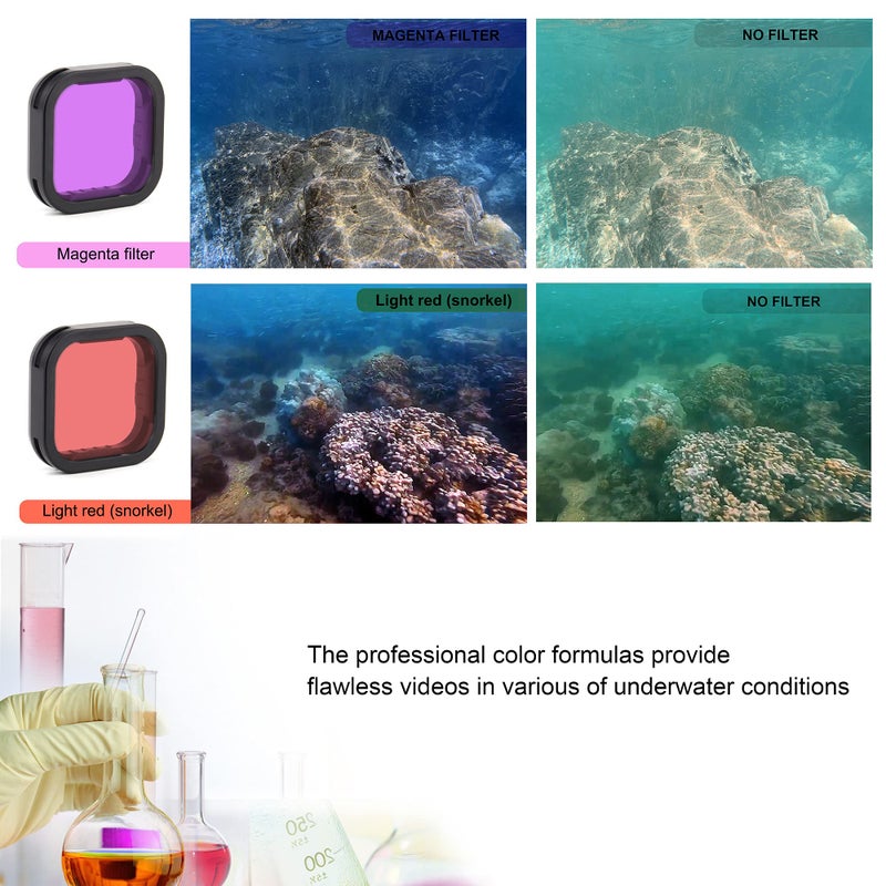 SOONSUN 3-Pack Lens Filter for GoPro Hero 12 11 10 9 Black, (ND16, Light Red, Magenta) Neutral Density Color Correction Diving Filter Lens Protector for Go Pro Hero 9/10/11/12 Accessories - Image 5