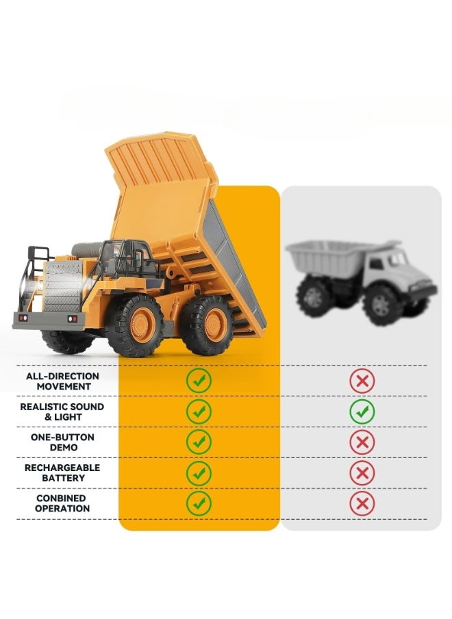 XiuWoo Remote Control Dump Truck, RC Construction Vehicle for Kids with Light Sound Rechargeable Battery, Electric Transport Garbage Truck Toy for Toddlers Boys Girls  - Image 3