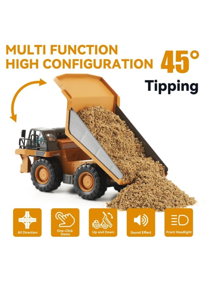 XiuWoo Remote Control Dump Truck, RC Construction Vehicle for Kids with Light Sound Rechargeable Battery, Electric Transport Garbage Truck Toy for Toddlers Boys Girls  - Image 2