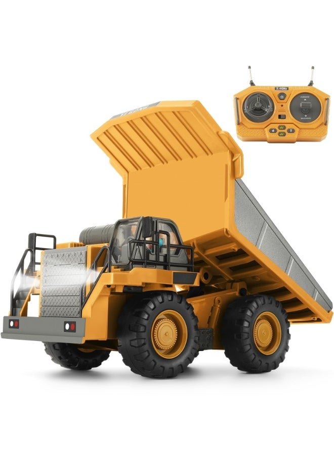 XiuWoo Remote Control Dump Truck, RC Construction Vehicle for Kids with Light Sound Rechargeable Battery, Electric Transport Garbage Truck Toy for Toddlers Boys Girls  - Image 1