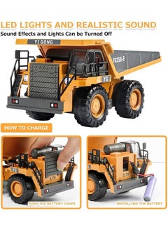 XiuWoo Remote Control Dump Truck, RC Construction Vehicle for Kids with Light Sound Rechargeable Battery, Electric Transport Garbage Truck Toy for Toddlers Boys Girls  - Image 5